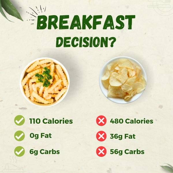 A square ad creative comparing the nutritional value of two different snack items using a split-screen design to highlight health benefits.